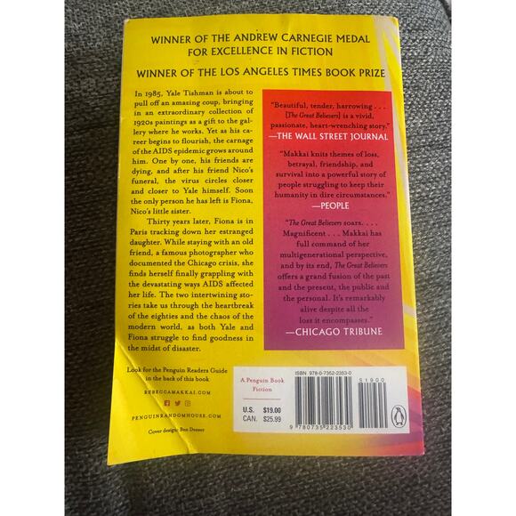 The Great Believers by Rebecca Makkai book soft cover - Picture 4 of 4